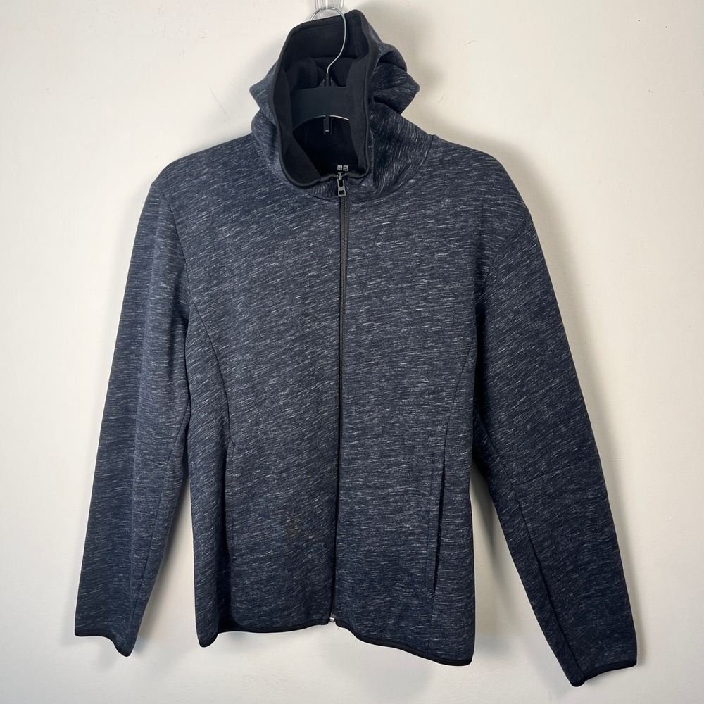 Uniqlo Men Blocktech Fleece Full Zip Hoodie Gray Heather Marl Jacket S